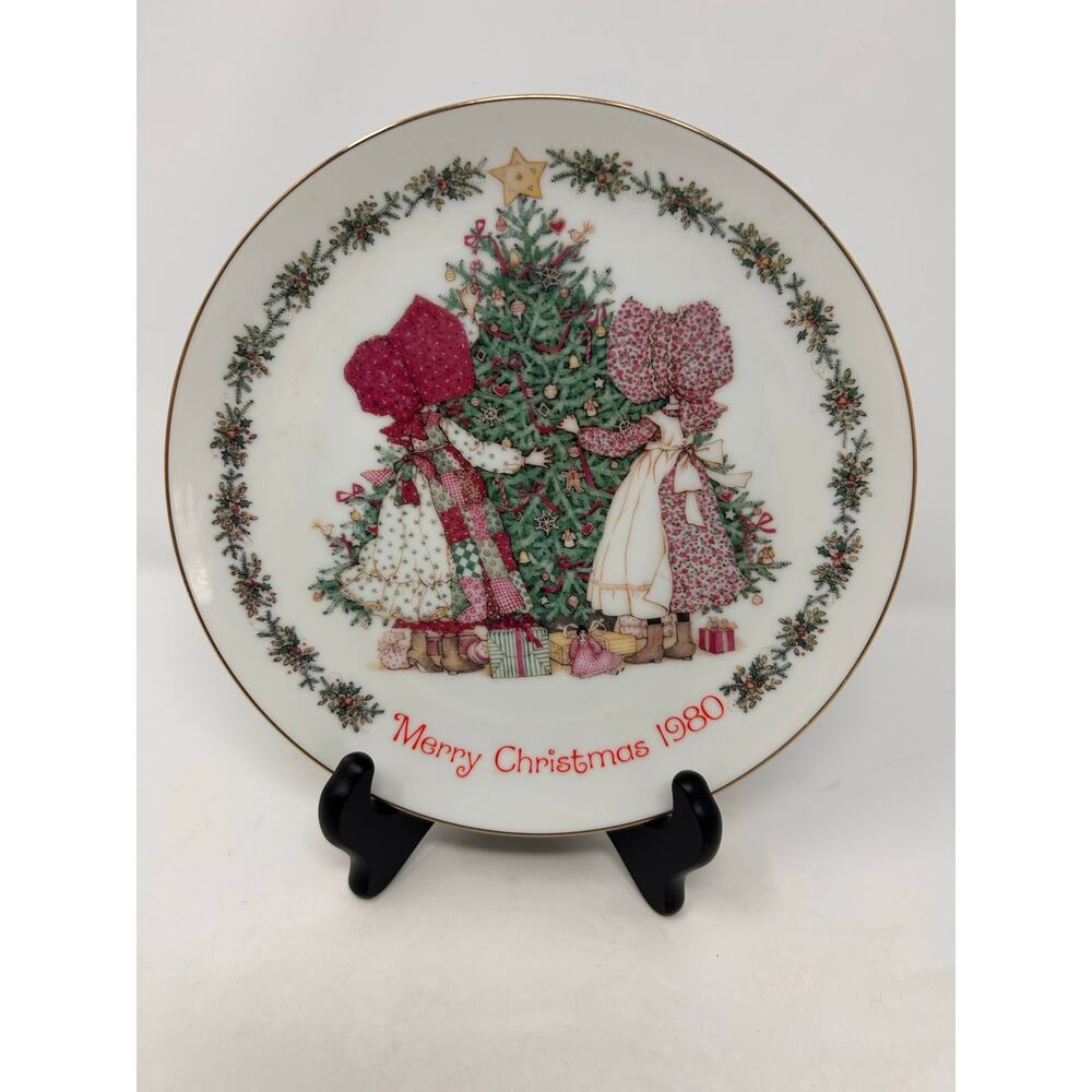 Holly Hobbie‎ 1980 Merry Christmas Commemorative Edition Plate Genuine Porcelain